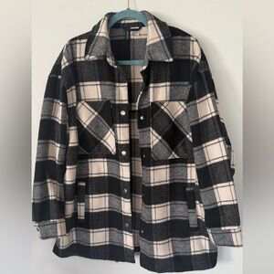 H&M Black and Cream Checkered Jacket